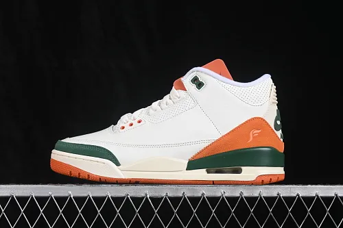All categories Air Jordan Jordan series basketball shoes Air Jordan 3 GX foreign trade version Solefly x Air Jordan 3 Retro "Miami" AJ3 Joe 3 Miami joint white green orange IF4491-100